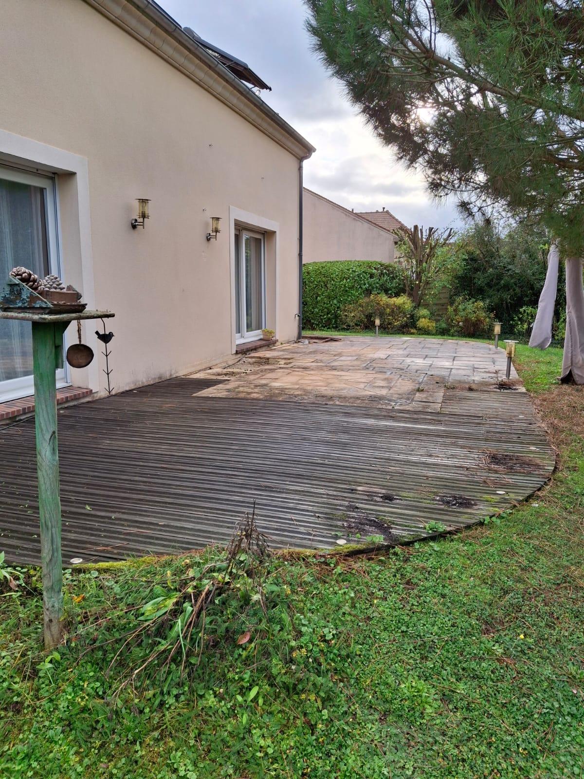 Rénovation terrasse Dalles travertin OPUS